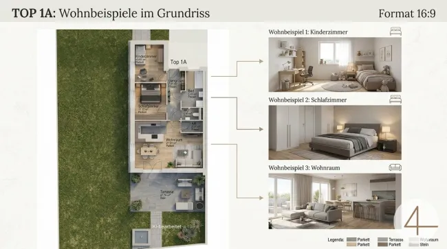 Sonnige Eck-Terrassenwohnung mit Eigengarten - Bild