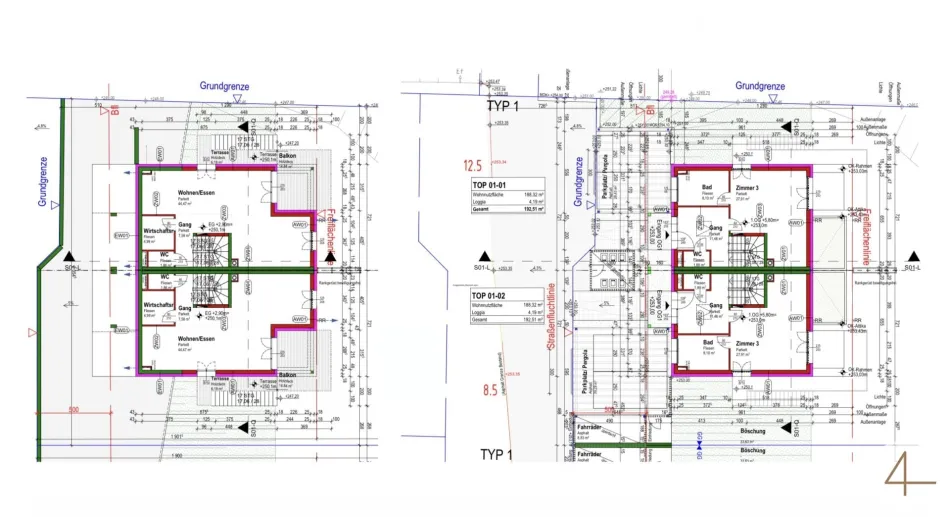 782 m² Grundstück | Doppelhaus | ca. 385 m² Wohnnutzfläche möglich | Eigengärten bis ca. 357,9 m² gesamt | Baubewilligt - Bild