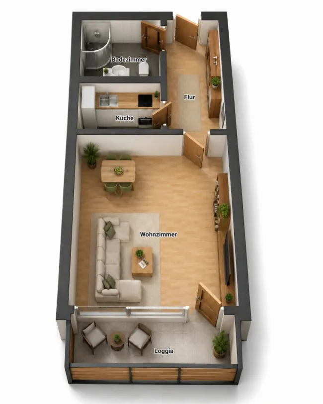 Studentenhit in 8010 Graz: Gemütliche Singlewohnung mit sonniger Loggia und Parkplatzmöglichkeit - Bild