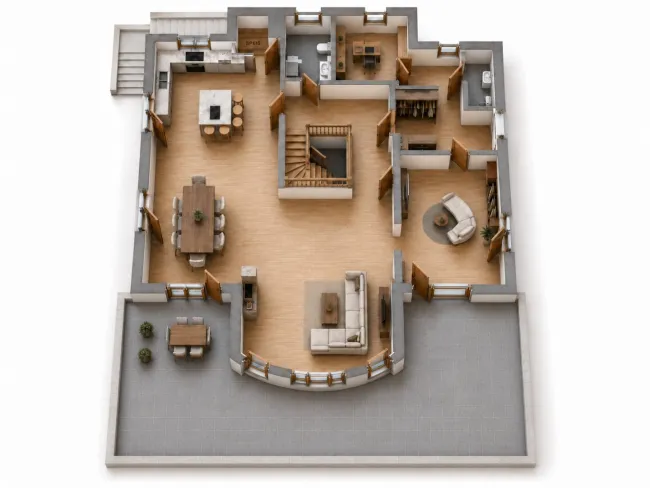3D-Grundriss-Erdgeschoss