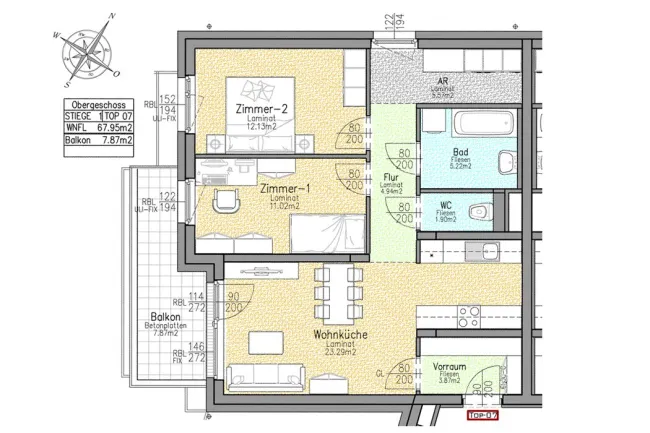 ERSTBEZUG: Wohnung in Ruhelage und südwestseitigen Balkon - Bild