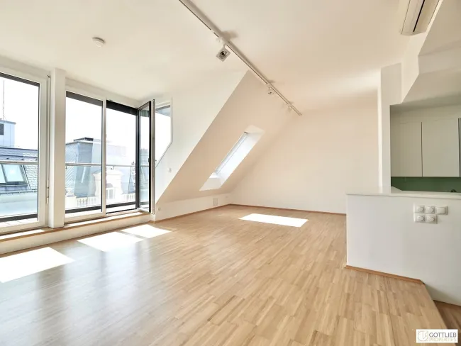 Bestlage Börseplatz und unbefristet! Sonnendurchflutetes 3-Zimmer-Penthouse mit Südost-Terrasse - Bild