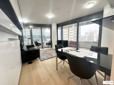 Erstbezug Danube Flats! Komplett möblierte 2-Zimmer-Wohnung mit zwei Terrassen in U-Bahn-Nähe