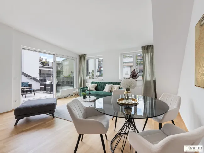 Bestlage Servitenviertel! Perfekt geschnittenes 3,5-Zimmer-Penthouse auf einer Ebene mit drei Terrassen - Bild