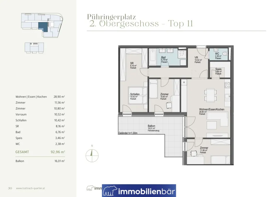 Trattnach.Quartier - großzügige 4 Zimmerwohnung mit Südwest Balkon - Bild