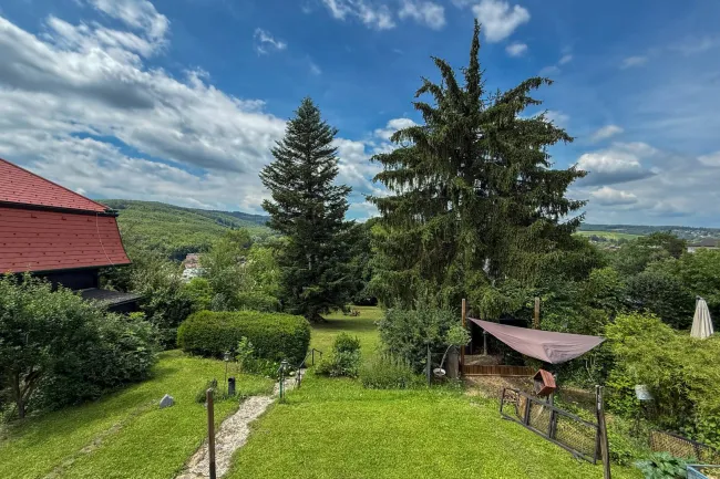 Ausblick vom Balkon Richtung Garten