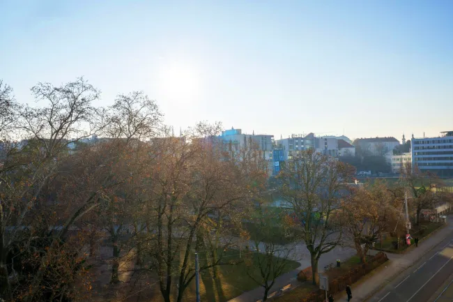 Ausblick über den Arne-Karlsson-Park Richtung Sensengasse