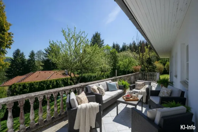 So könnten Sie auf der Ostterrasse Ihren Frühstückskaffee genießen! (Foto KI)