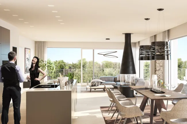 Penthouse im Zentrum: Neubau mit nachhaltiger Kühlung im Graumann-Park - Bild