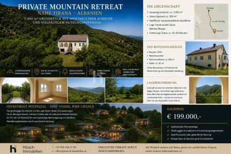 Private Mountain Retreat nahe Tirana – 3.900 m² Grundstück mit spektakulärer Panoramalage