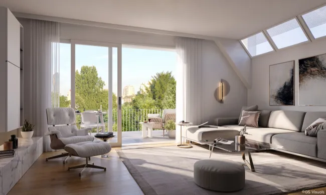 Exklusive Erstbezugs DG-Wohnung mit Balkon und Terrasse an der Alten Donau - Bild