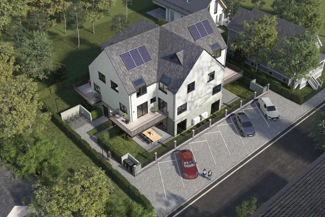 Privilegierte Lage trifft außergewöhnliches Design – Sternförmiges Wohnjuwel bei Eßling mit Eigengrund & 2 Stellplätzen - Titelbild