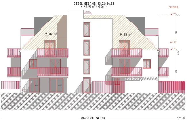 720m² Grundstück mit bewilligtem Projekt gewichtete Fläche 854,57 m² + Gärten* - Bild