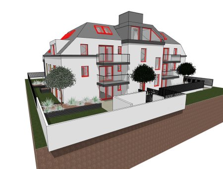 Bewilligtes Projekt mit 16 Wohnungen, Tiefgarage und Gärten - 1320m²