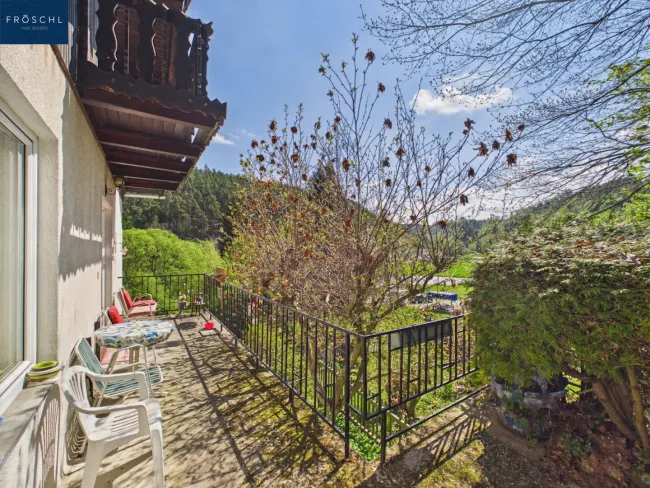 Balkon mit Magnolienbaum u. Fernblick