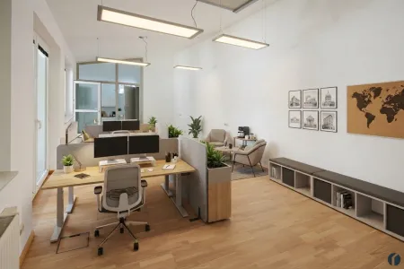 Einrichtungsbeispiel Bürofläche (KI generiert)