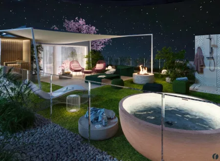 Beispiel Dachterrasse bei Nacht