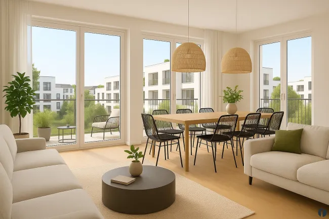 Beispiel Wohnzimmer mit Aufgang zur Dachterrasse
