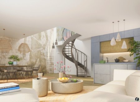Beispiel Wohnzimmer mit Aufgang zur Dachterrasse