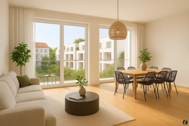 Beispiel Wohnzimmer mit Aufgang zur Dachterrasse
